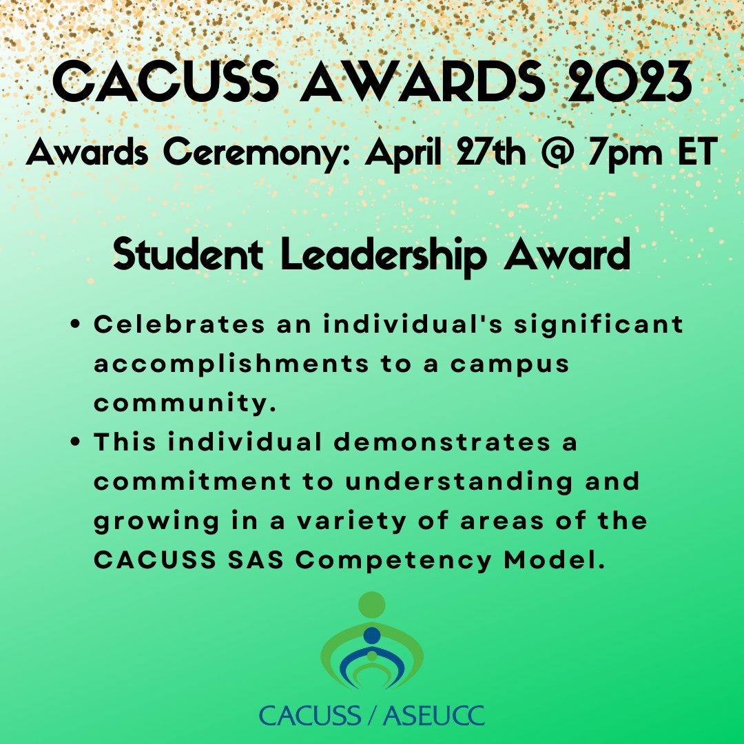 cacusstweets's tweet photo. This year’s recipient of the Student Leadership Award is Susmita Burman! Join us on Thursday, April 27th at 7pm ET as we celebrate Susmita and all the other recipients! Congrats, Susmita!
#CACUSSAwards23 #SACdn #HigherEd #StudentAffairs https://t.co/qQgwIQXPK4