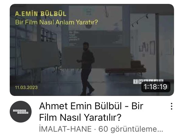 AhEminBulbul's tweet photo. İmalat-hane’nin büyük emekleriyle gerçekleştirdiğimiz “Bir Film Nasıl Anlam Yaratır?” seminerinin YouTube kaydı huzurlarınızda! Sorularınız için bana her zaman ulaşabilirsiniz 💜🌱🙏🏿

https://t.co/2Kha5p8JvX https://t.co/J4crli4k9L