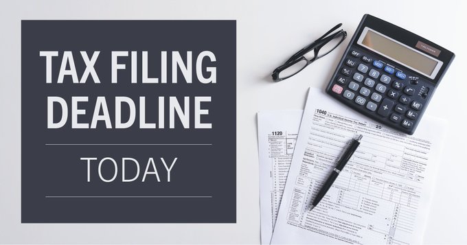 WilliamsKeepers's tweet photo. Don't forget! Tax filing deadline is today! 

#taxdeadline #taxes #deadline #taxseason https://t.co/k5j2WVKLft