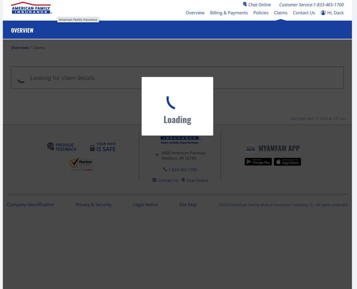 dack's tweet photo. @amfam Usual state of your site. https://t.co/OhoUkBWFK2