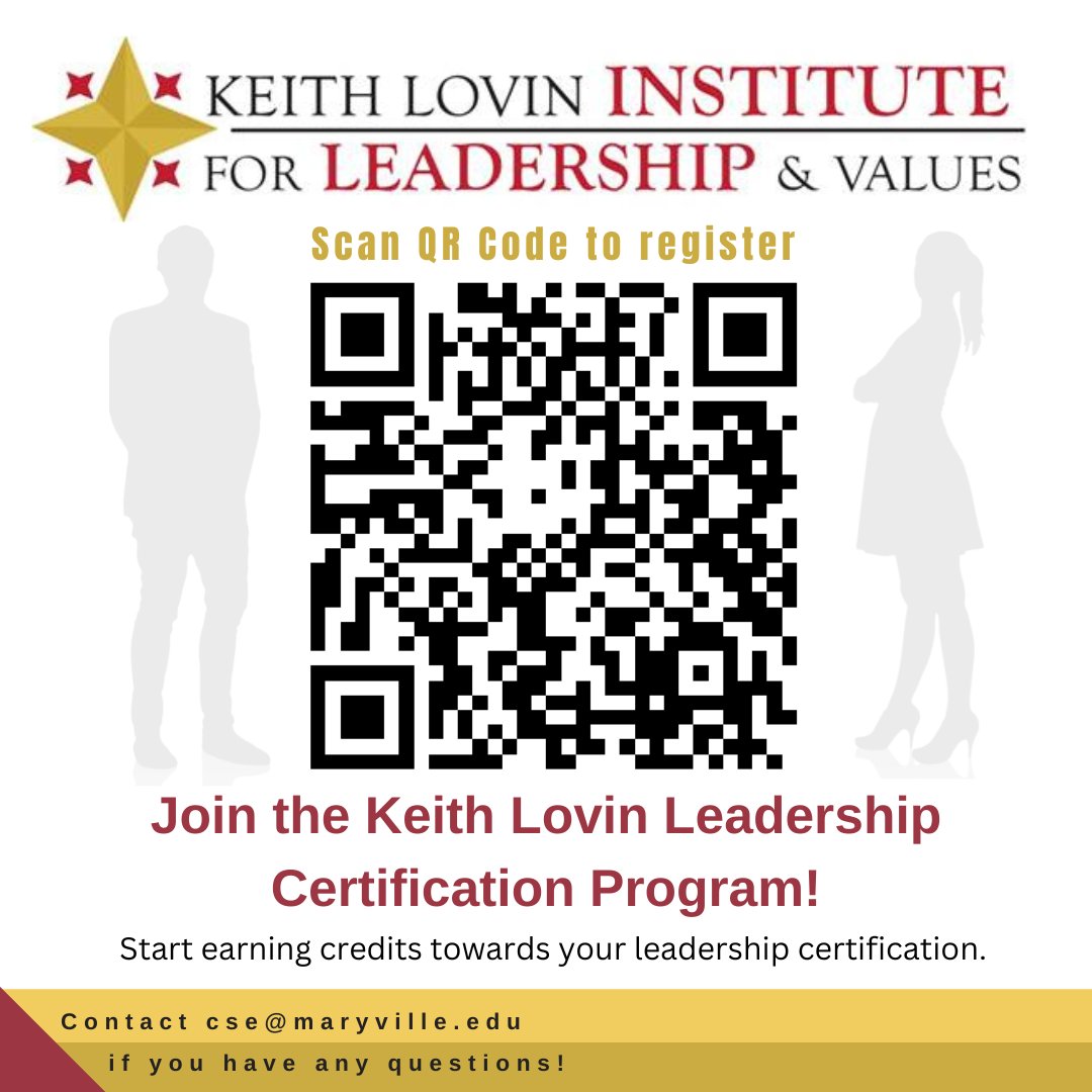 Looking for ways to develop your leadership skills? Join Keith Lovin Leadership Certification. For more information contact us at CSE@maryville.edu #getInvolvedMU