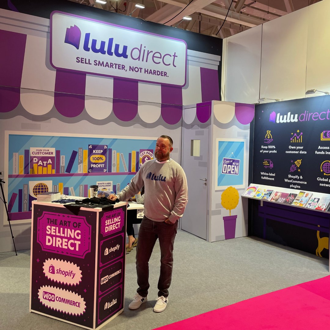 LuludotcomUK's tweet photo. The Lulu Booth is officially open at #LBF23! Come say hi at Booth 1D45, meet the team, and learn more about how you can publish, print, and prosper when you sell direct with Lulu ✨ https://t.co/31fa9UeozM