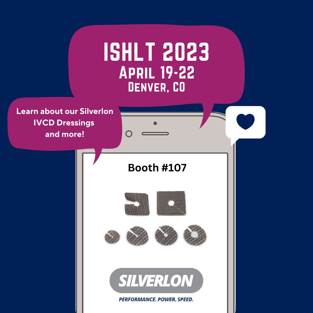 Silverlon1's tweet photo. The ISHLT - International Society for Heart and Lung Transplantation Conference is just a few days away. Stop by booth #107 to learn about Silverlon silver-plated antimicrobial catheter dressings and more!

#ISHLT2023 #catheterdressing #silverdressing #LVAD https://t.co/rvLc2NryZS