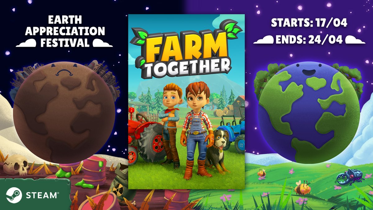 milkstone's tweet photo. Take care of our planet! Farm Together is featured in the Steam Earth Appreciation Festival https://t.co/1N6lfLxCID Get the game now with a 50% discount! https://t.co/V4q24Zu4pd