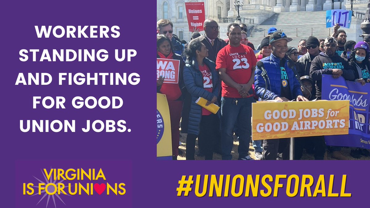Workers in Virginia are fighting for good union jobs with good wages, good benefits and paid sick leave. #UnionsForAll #VirginiaIsForUnions