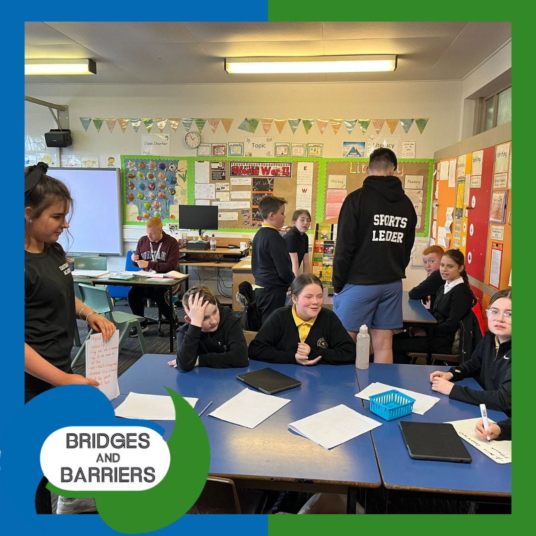NorthKelvin's tweet photo. BRIDGES AND BARRIERS 💚💙 | Before Easter we worked with 2 groups of Eastbank Academy Sports Leaders. The sports leaders took part in Bridges &amp; Barriers training and 12 of the sports leaders delivered the project to Thorntree Primary and Eastbank primary! Great work from all 👏 https://t.co/TAFv2PFZMm
