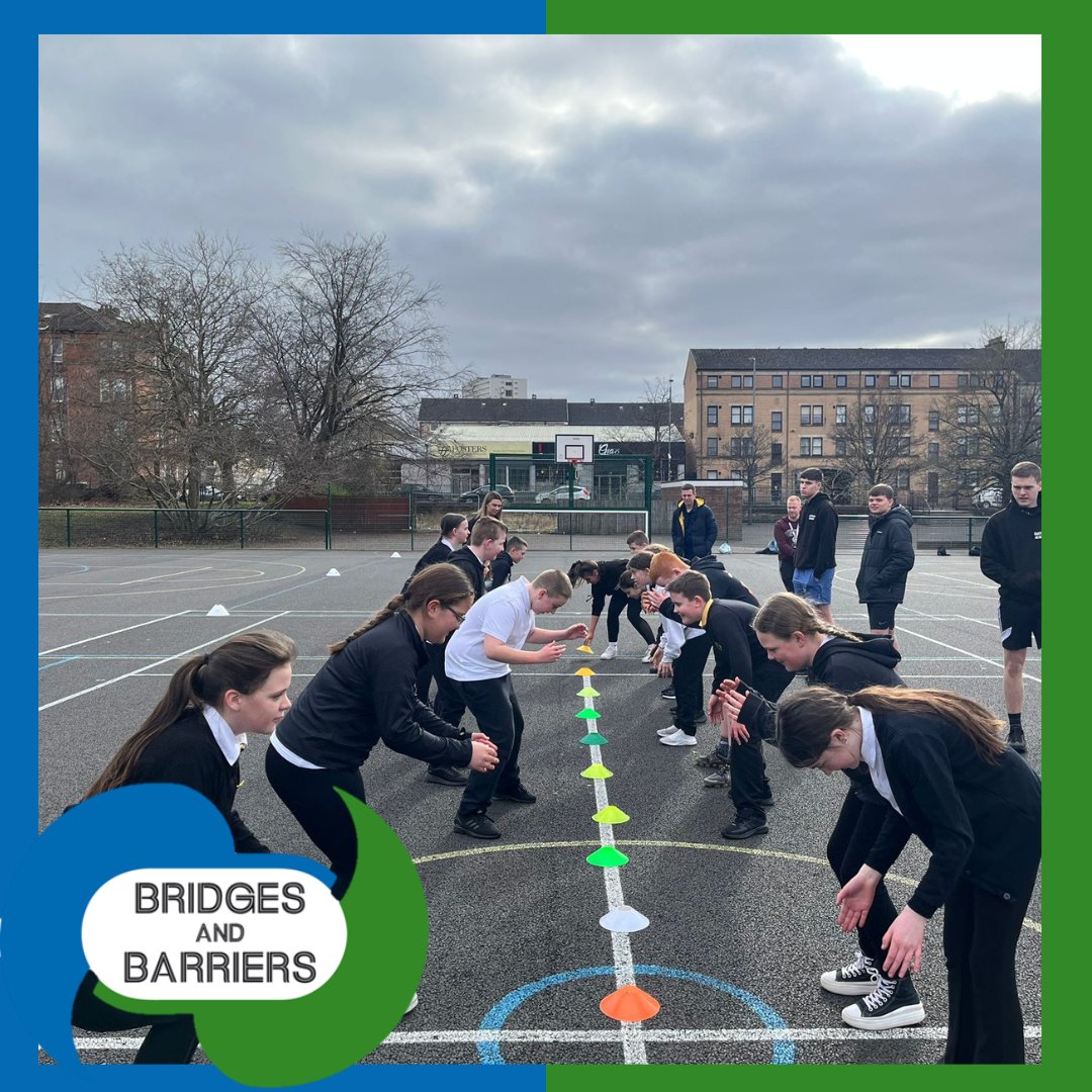 NorthKelvin's tweet photo. BRIDGES AND BARRIERS 💚💙 | Before Easter we worked with 2 groups of Eastbank Academy Sports Leaders. The sports leaders took part in Bridges &amp; Barriers training and 12 of the sports leaders delivered the project to Thorntree Primary and Eastbank primary! Great work from all 👏 https://t.co/TAFv2PFZMm