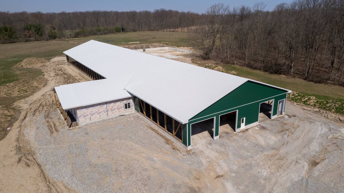 NationalBuildi2's tweet photo. Well, she definitely looks great in green!
Great to see the Comfort project in St Ann's all closed up. Can't wait for the doors!
#ag #dairyfarm
#dairyfarming #barnraising #barnbuilder #freestall #builder #agriculture #niagara https://t.co/dqxkPa09OS