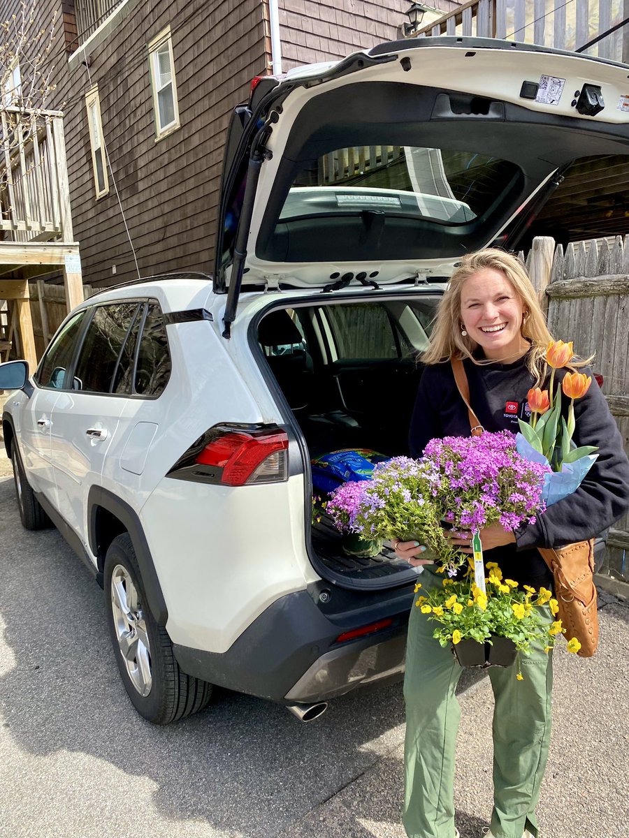 Miss Betty White the @Toyota RAV4 Hybrid helping me get the deck all ready for spring!! #toyotapartner #letsgoplaces