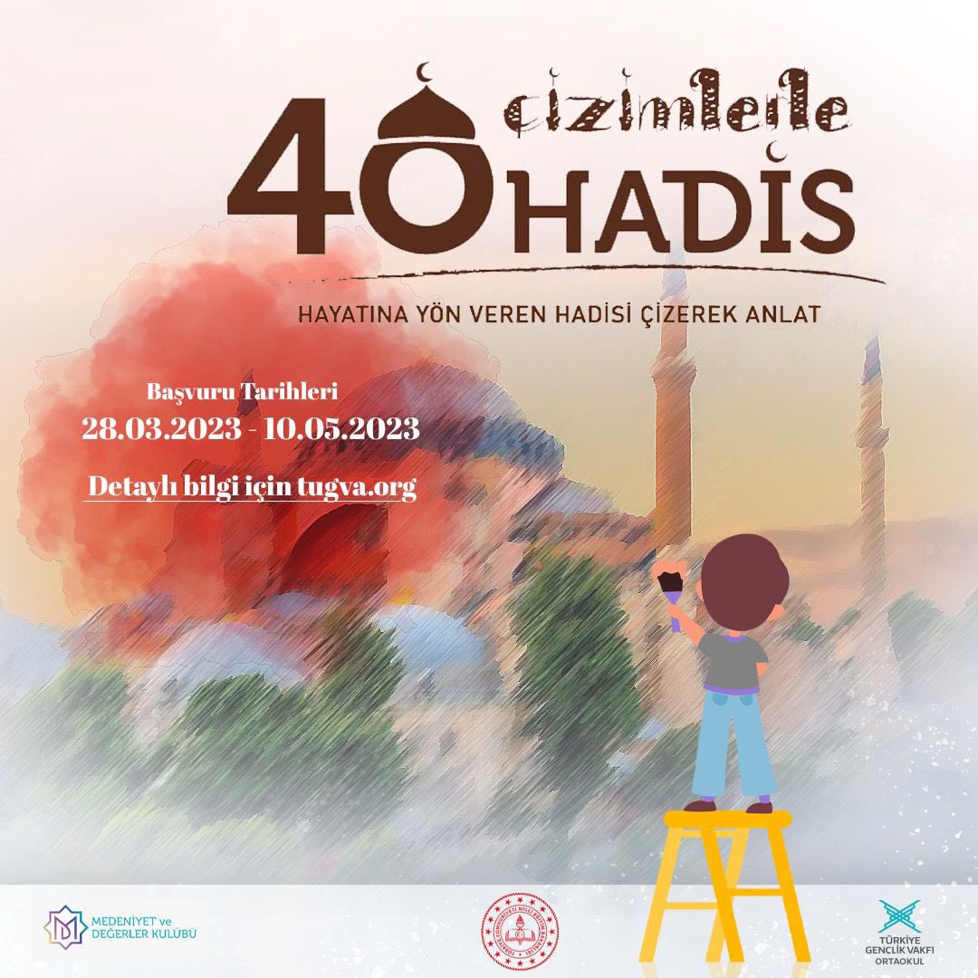 nurullahcantr's tweet photo. Sanatsever arkadaşlarımızın buluşma noktası #ÇizimlerleKırkHadis yarışmamıza genç ressamlarımızı bekliyorum!🎨

📲https://t.co/vVZsN5nQE1 https://t.co/Jn8vPue5F8