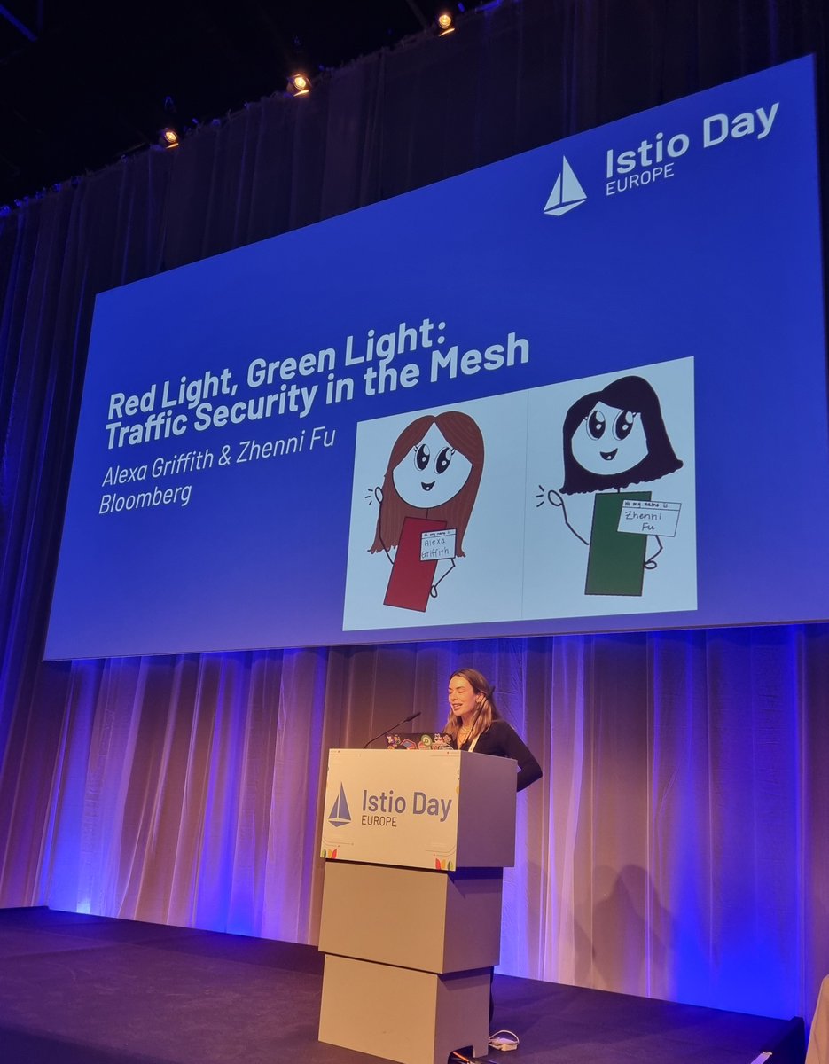 IstioMesh's tweet photo. When creativity meets technology! Amazing session from these amazing women of Bloomberg @lexal0u and Zhenni with even more amazing illustrations of Istio usecases at #IstioDay #KubeconEU.
#womeninopensource
#cncf-women https://t.co/f5WURJEyy7