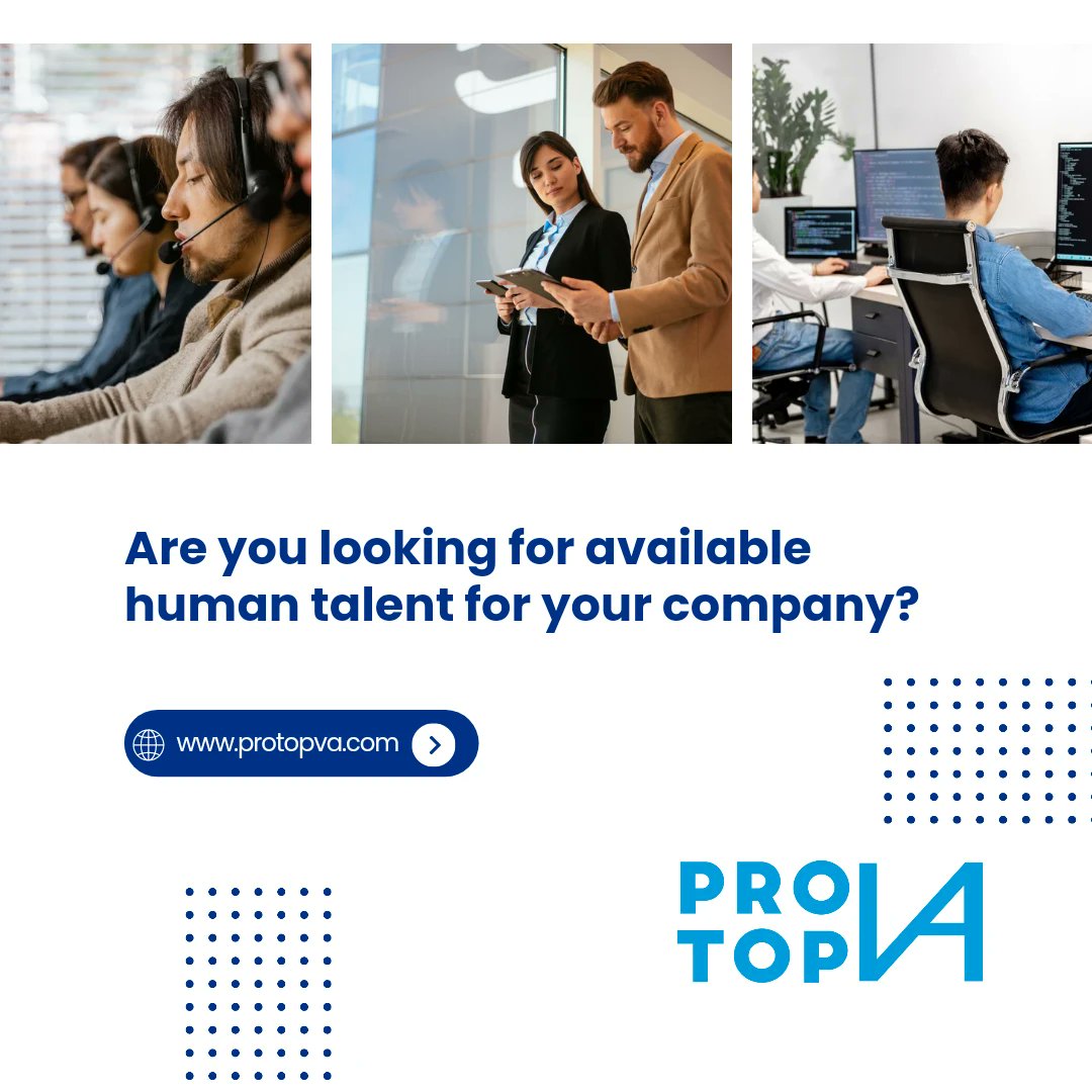 ProtopV's tweet photo. We have the best bilingual professionals to incorporate as virtual assistants into your organization 👨💻

Visit our website and schedule a call 📲

🌐 https://t.co/fceOk8ihZj

#ProtopVA #outsourcing #humantalent #smallbiz #uscompany #virtualassistants https://t.co/BCOyqxTtJq