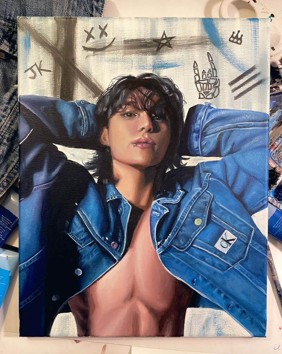 franarry_art's tweet photo. I haven’t been active on here, but in honour of the new JKxCK photos, here’s my most recent painting 🫶🏼 #JUNGKOOK #jungkookcalvinklein #btsfanart https://t.co/PXflKqgNBG