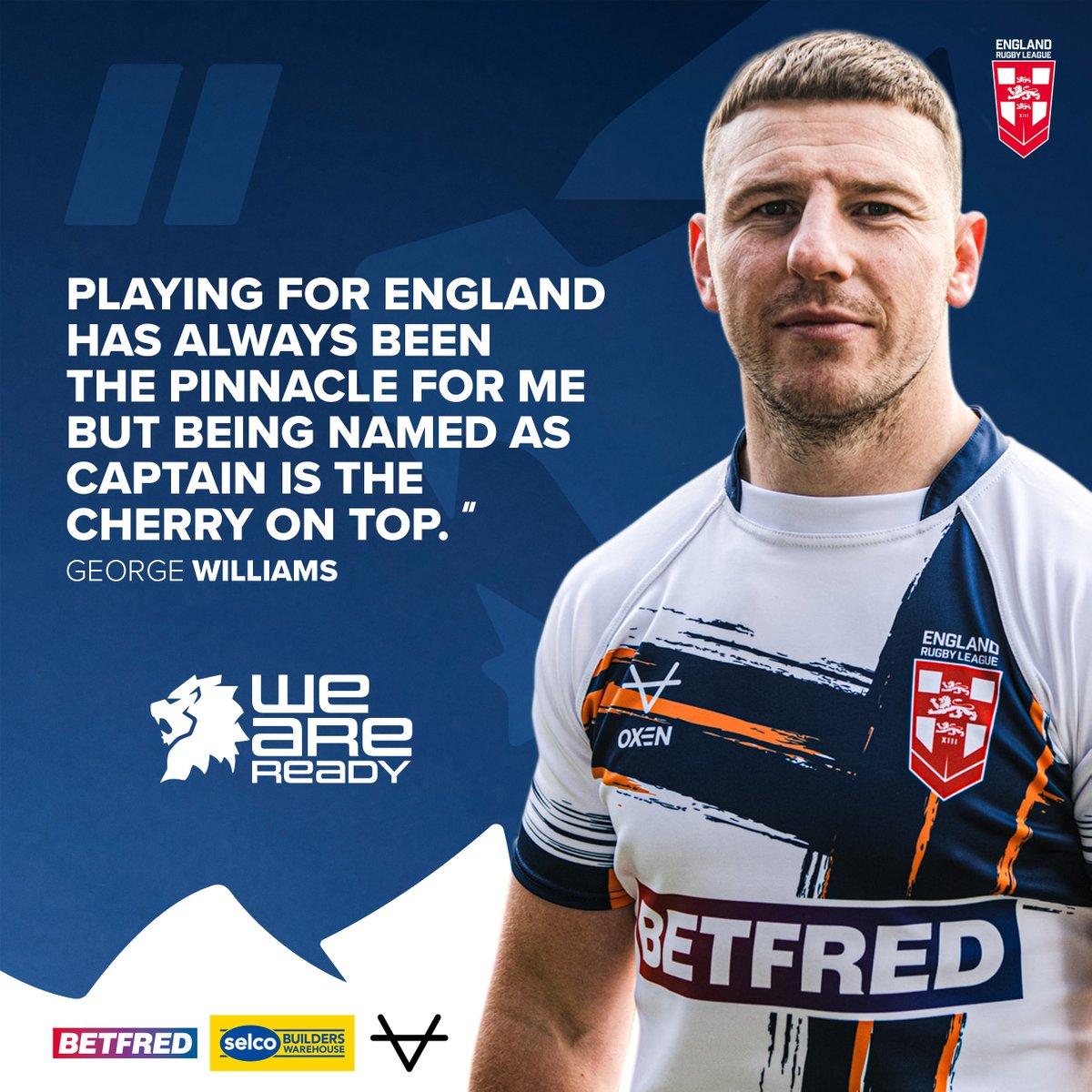 England_RL's tweet photo. 🏴󠁧󠁢󠁥󠁮󠁧󠁿 @George7Williams is relishing the opportunity to captain #EnglandRL! https://t.co/r1ga42ZToX