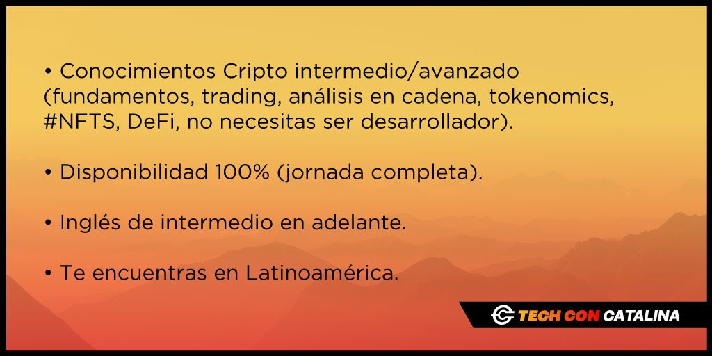 techconcatalina's tweet photo. BUSCAS TRABAJO EN #CRIPTO❓

Si cumples con los requisitos, mándame un mail a: 👇🏻

Equipotechconcatalina@gmail.com https://t.co/2ChSaGSURG