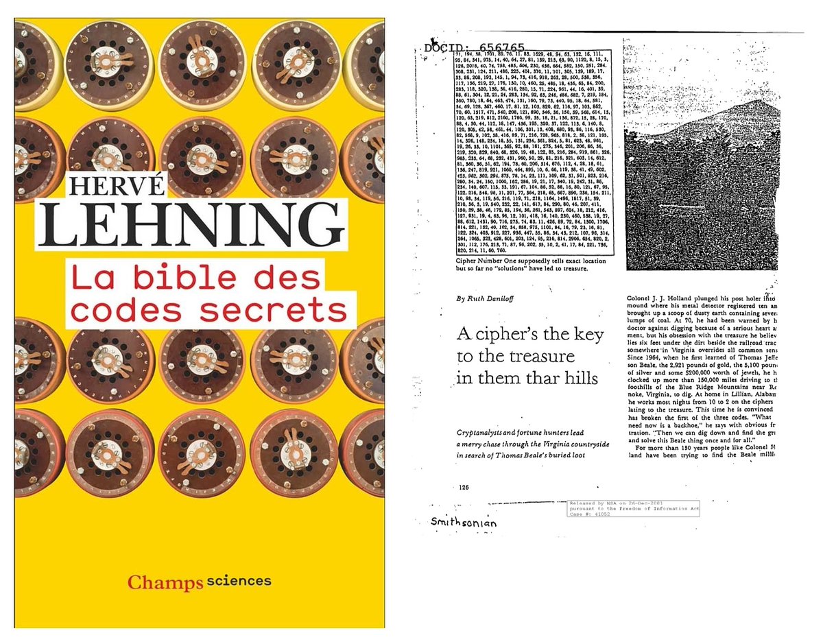 BigBangSciCom's tweet photo. 🏆UN DERNIER JOUR DE #CONCOURS 🎁
Remportez "La bible des #codes secrets" de Hervé Lehning ! Vous pourrez ainsi tenter de décoder le chiffre de Beale, et localiser son fabuleux trésor :)
👉 Pour participer : MP et suivez @Ed_Flammarion
#cryptographie #cryptogramme #maths https://t.co/kCnX2UnXXH