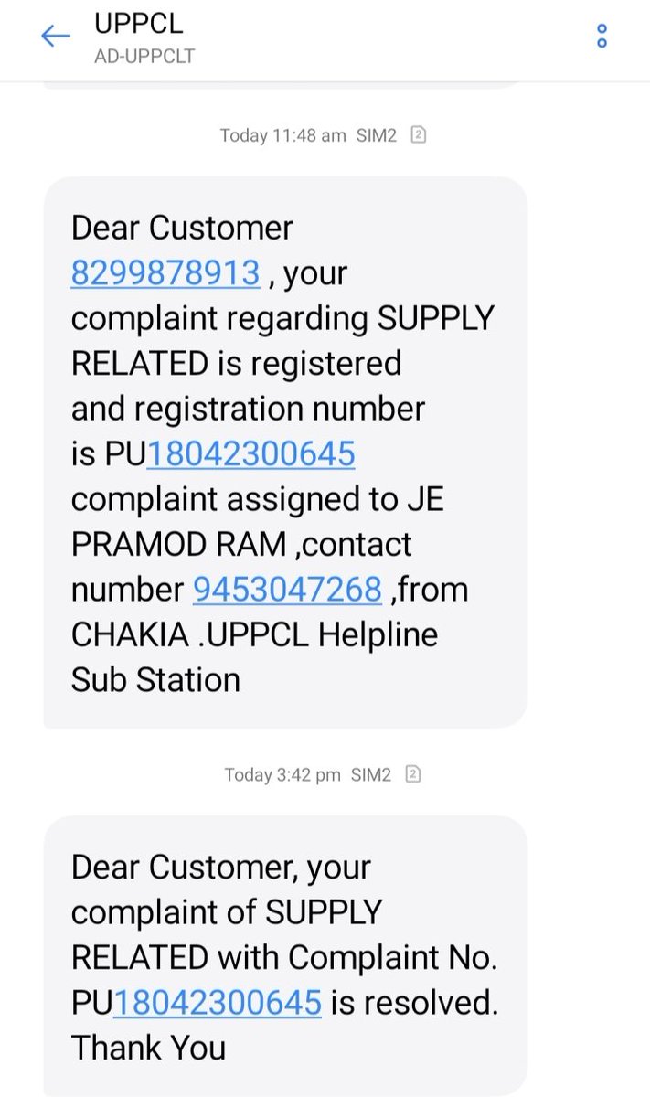 bjp4dharam's tweet photo. @UPPCLLKO @myogioffice 
महोदय केबल डैमेज होने के कारण चार दिन से पूरा गांव अंधेरे में डूबा हुवा है जिसके संबंध में शिकायत दर्ज करवाया गया था । समस्या का निदान किए बिना ही कंप्लेन resolved का मैसेज भेज दिया गया ।
कृपया समस्या का जल्द से जल्द निदान किया जाय https://t.co/2RcuHQVrYE