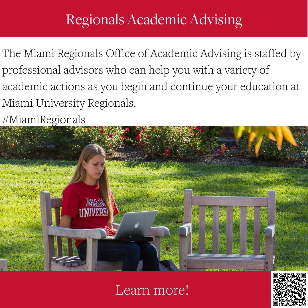 Touch base with your Academic advisor and perpare for Fall scheduling.

#MiamiUniversityRegionals #OnlineResources #WeWillSupportYou