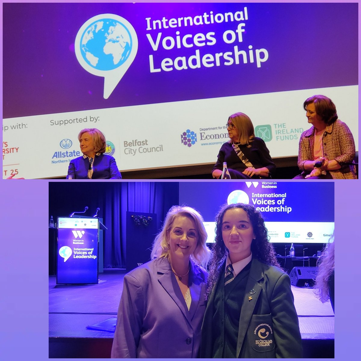 What an honour for Darragh @StCeciliasDerry and all the @SistersIN_HQ pupils to hear the leadership stories of these amazing female leaders. Thank you for your advice & inspiration Secretary @hillaryClinton, Professor Mary McAleese, Former President of Ireland & @CherieBlairKC