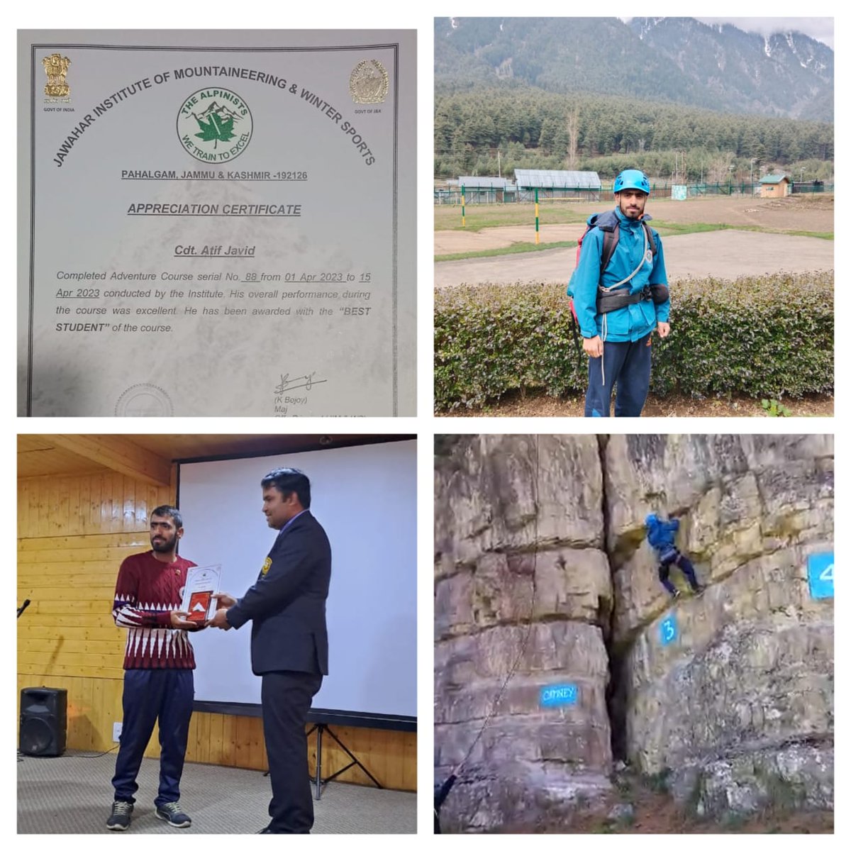 NCCDteJKL's tweet photo. #NCC #JIMWS
Cadet Atif Javid of 1 J&K Bn
attended Adventure Course 90 at JIM&WS, Pahalgam from 01-15 Apr along with 23 Cdts of other NCC Dtes and was adjudged the Best Cadet.@HQ_DG_NCC @OfficeOfLGJandK @PRODefSrinagar https://t.co/ctjd1IqNYT