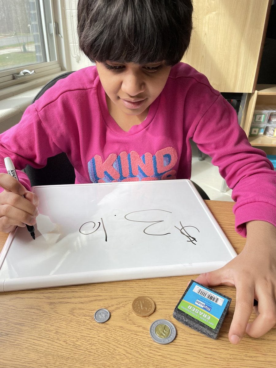 MsWillettR's tweet image. I truly challenged our #OakCreekAces friend today w/ some challenging #MoneyMath. There was lots of prompting, but she did it! Always #PresumeCompetence! #OCproud #SpecialEducation #SeeTheAbility @oakwrdsb @wrdsb