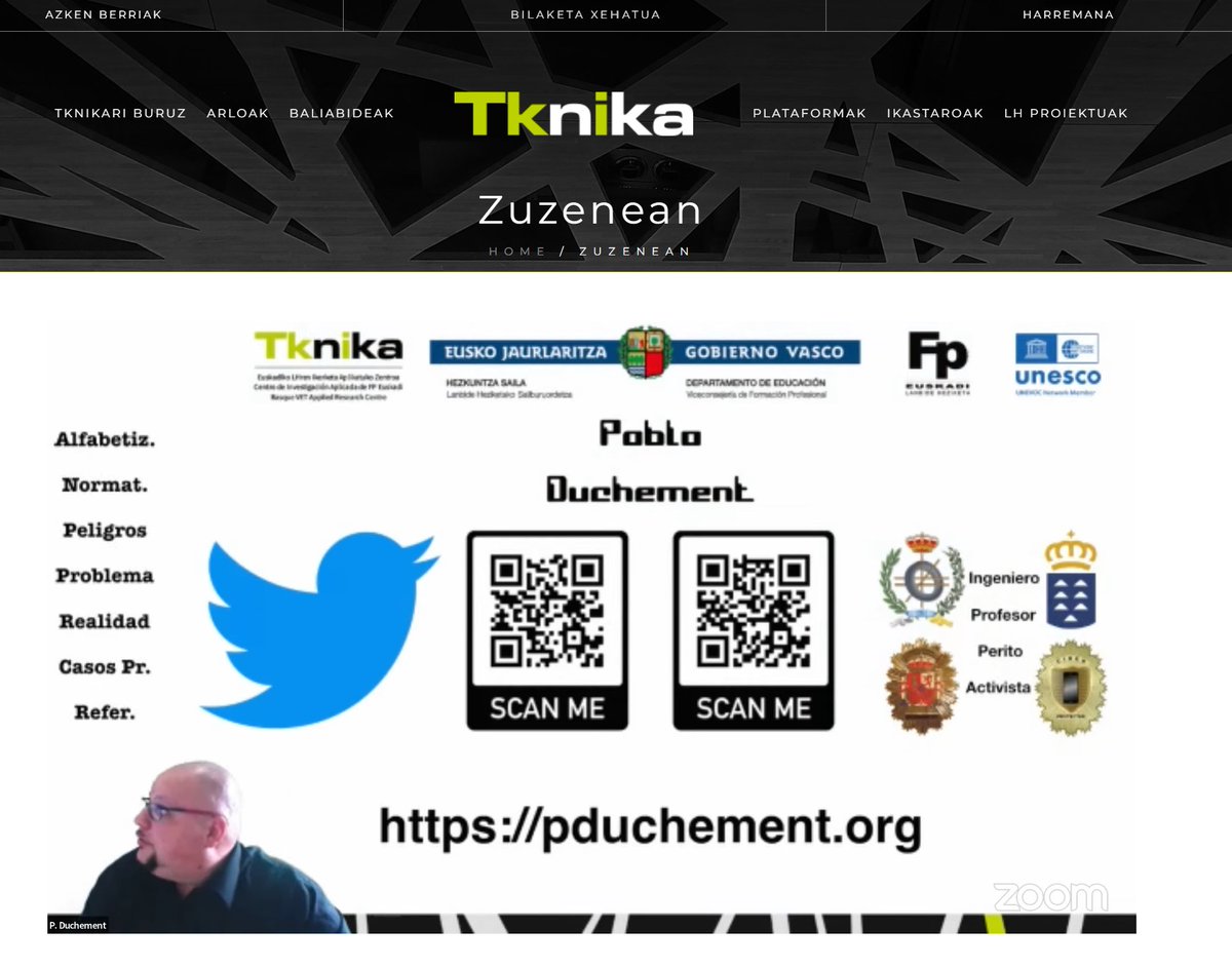 tknika's tweet photo. 📢Hasiera eman diogu "El profesor como elemento fundamental de protección y prevención de riesgos en RRSS, acoso digital y escolar de l@s alumn@s" WEBINAR-ari.

✴️Hizlaria/Ponente: Pablo Duchement @PDuchement 
✴️Jarraitu gaitzazu, zuzenean/Síguenos:  
🖥️https://t.co/sAH0EjHocB https://t.co/xIIbvX2MKL