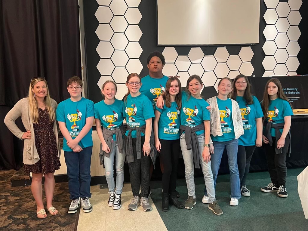 Good luck to the Newport Middle School Battle of the Books team who is competing at the regional competition in Goldsboro today! 📚