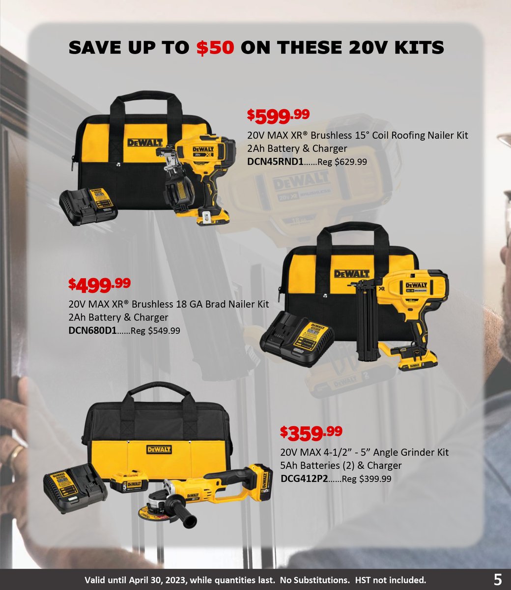 NLDistributors's tweet image. Ready, set, DIY! Don&apos;t miss your chance to save big on DeWalt tools and accessories during our April Tools Sale.

View our full flyer at: nldistributors.ca

📍 6-8 Mullaly Street, St. John’s
📲 (709) 726-5300

#DeWalt #AprilTools #DIY #HomeImprovement #ToolsoftheTrade
