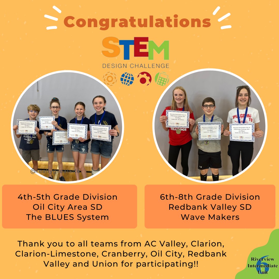 riverviewiu6's tweet photo. There was an incredible amount of engineering, creativity, and teamwork showcased at the #STEMDesignChallenge last week! Congratulations to our 1st Place winners - Oil City SD and Redbank Valley SD #STEMinPA #CareerReadyPA w/ @thermofisher https://t.co/TlE8uhv5oq