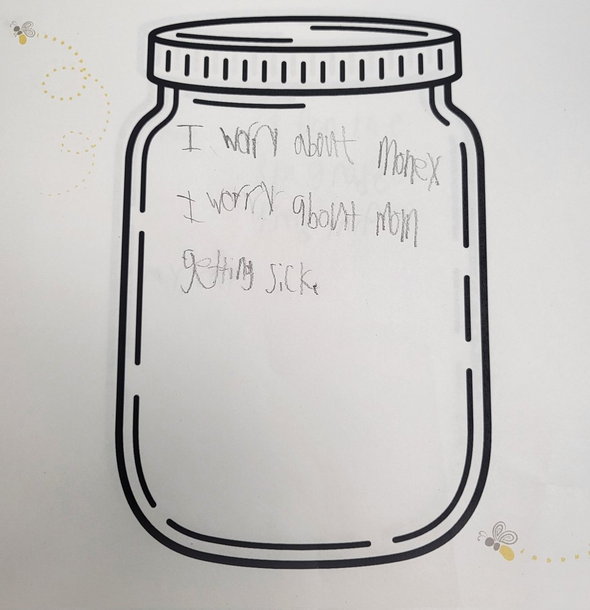 sosocial_worker's tweet photo. Our kids care! Social Work Group talked about anxiety &amp; worry today. Their "Worry Jars" go to show how big their hearts are! ❤️ #ALLIN https://t.co/QJR7E1v9tR