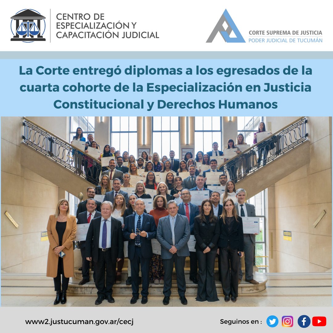 CECJtucuman's tweet photo. 🏦La Corte entregó diplomas a los egresados de la cuarta cohorte de la Especialización en Justicia Constitucional y Derechos Humanos de la @unibo.

👉 Nota completa: https://t.co/qsnZhHbIAh 

#justucuman #tucuman #capacitacionjudicial #derechoconstitucional https://t.co/NnpdYCtulg