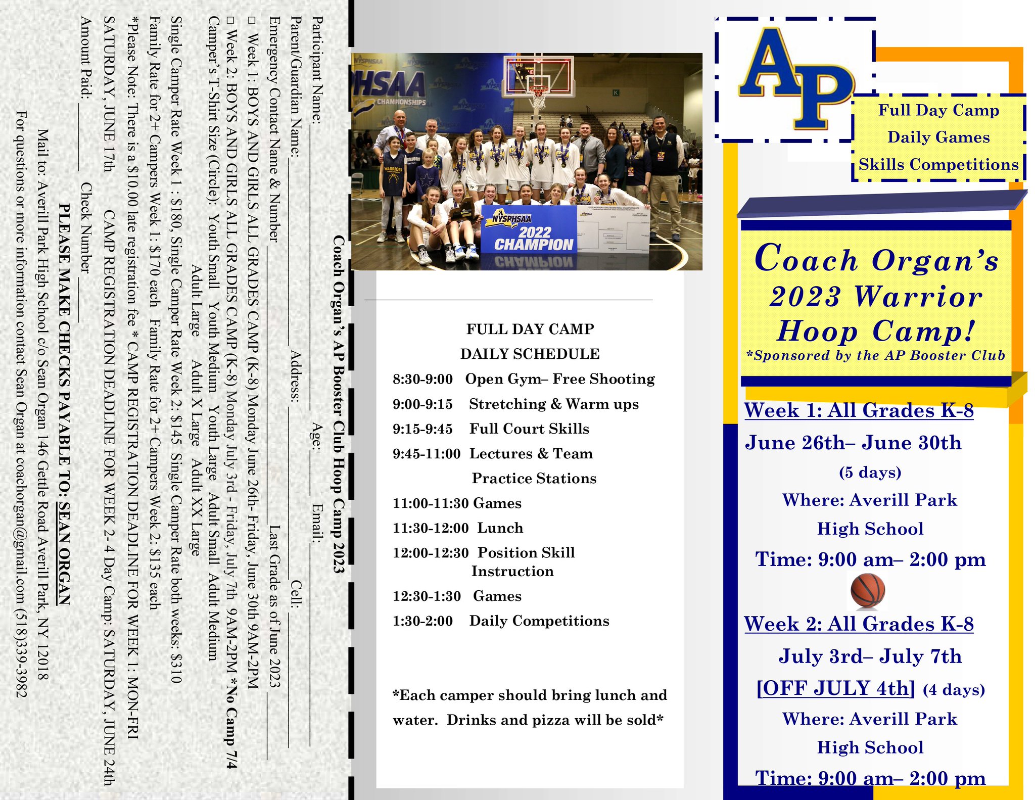 Averill Park CSD on Twitter "Coach Organ's Summer Hoop Camp returns