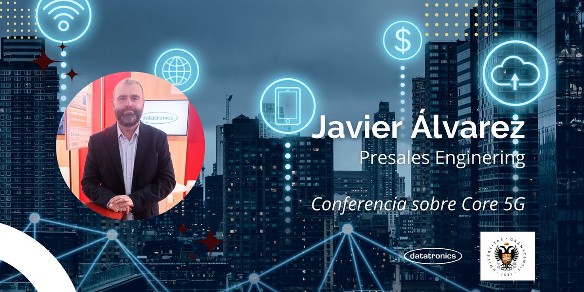 Datatronics_tel's tweet photo. Nos complace comunicar que el próximo 20 de abril, nuestro Head of Presales, Javier Alvarez, dará una conferencia en la Universidad de Granada sobre Core 5G.
#5G #tecnología #innovación #redes #universidad #Datatronics https://t.co/TtZ4g3tMY5