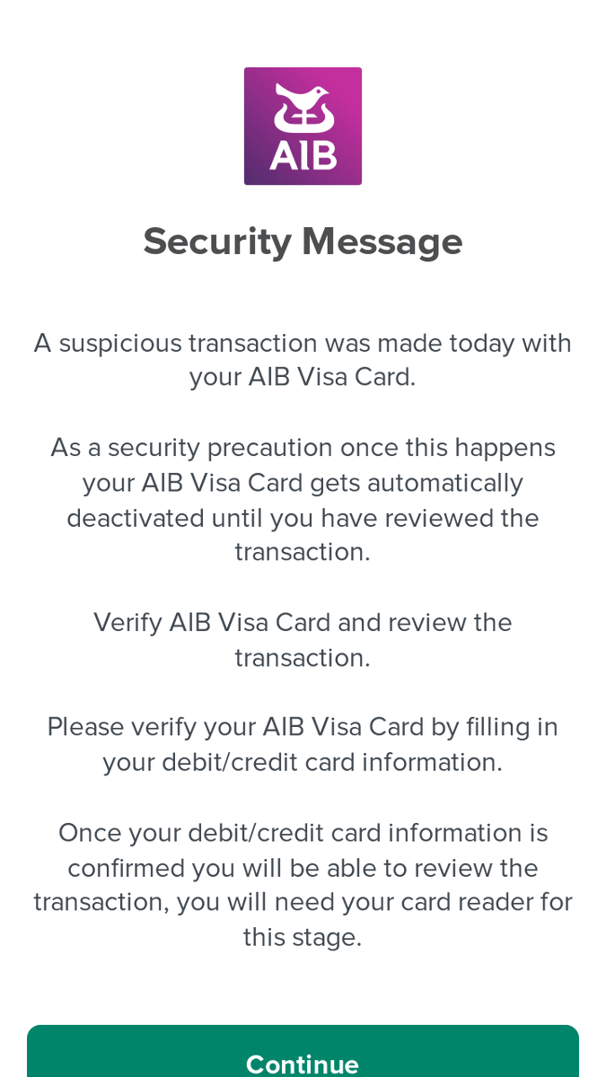 JCyberSec_'s tweet photo. Irish AIB SMS #phishing site 🏦
🌐hxxps://aib.info-40.com
Geo-blocked to Irish IPs only 🇮🇪
#KITIntel🔍 #Phishing https://t.co/ZEANnRWNon