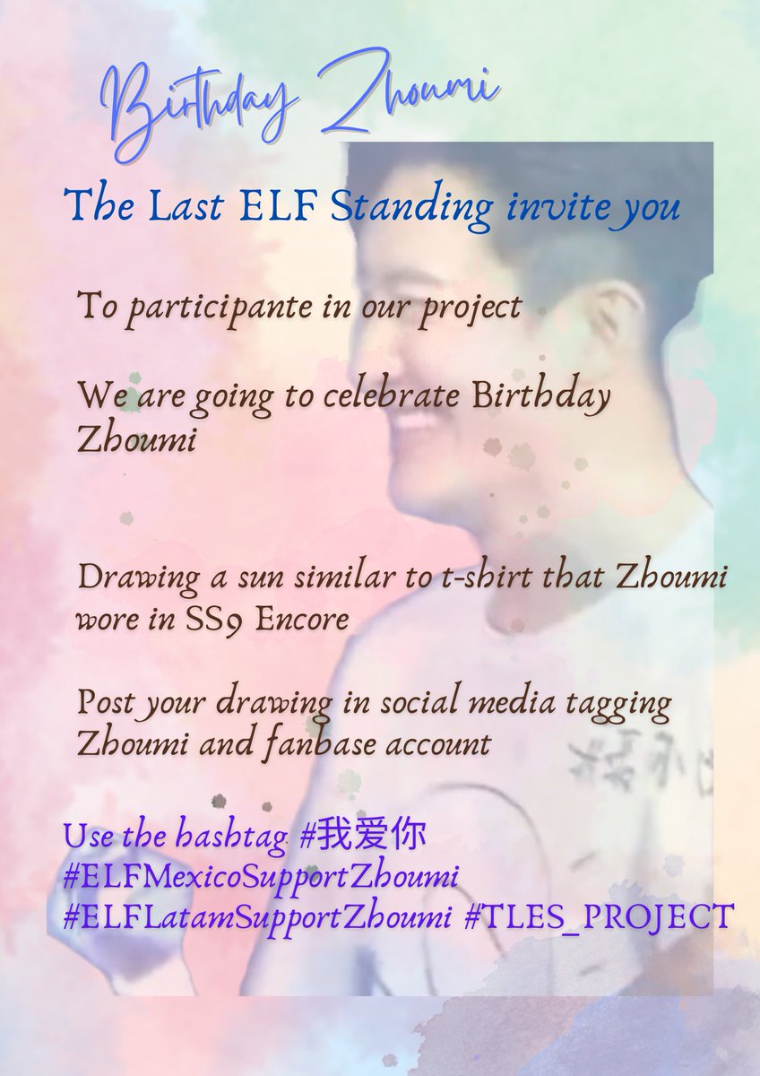 tlelfstanding's tweet photo. Is a small project
You can participate and share 💙

Use the hashtag #我爱你 #ELFMexicoSupportZhoumi #ELFLatamSupportZhoumi #TLES_PROJECT 

Staff The Last ELF Standing https://t.co/dC15GMsiip