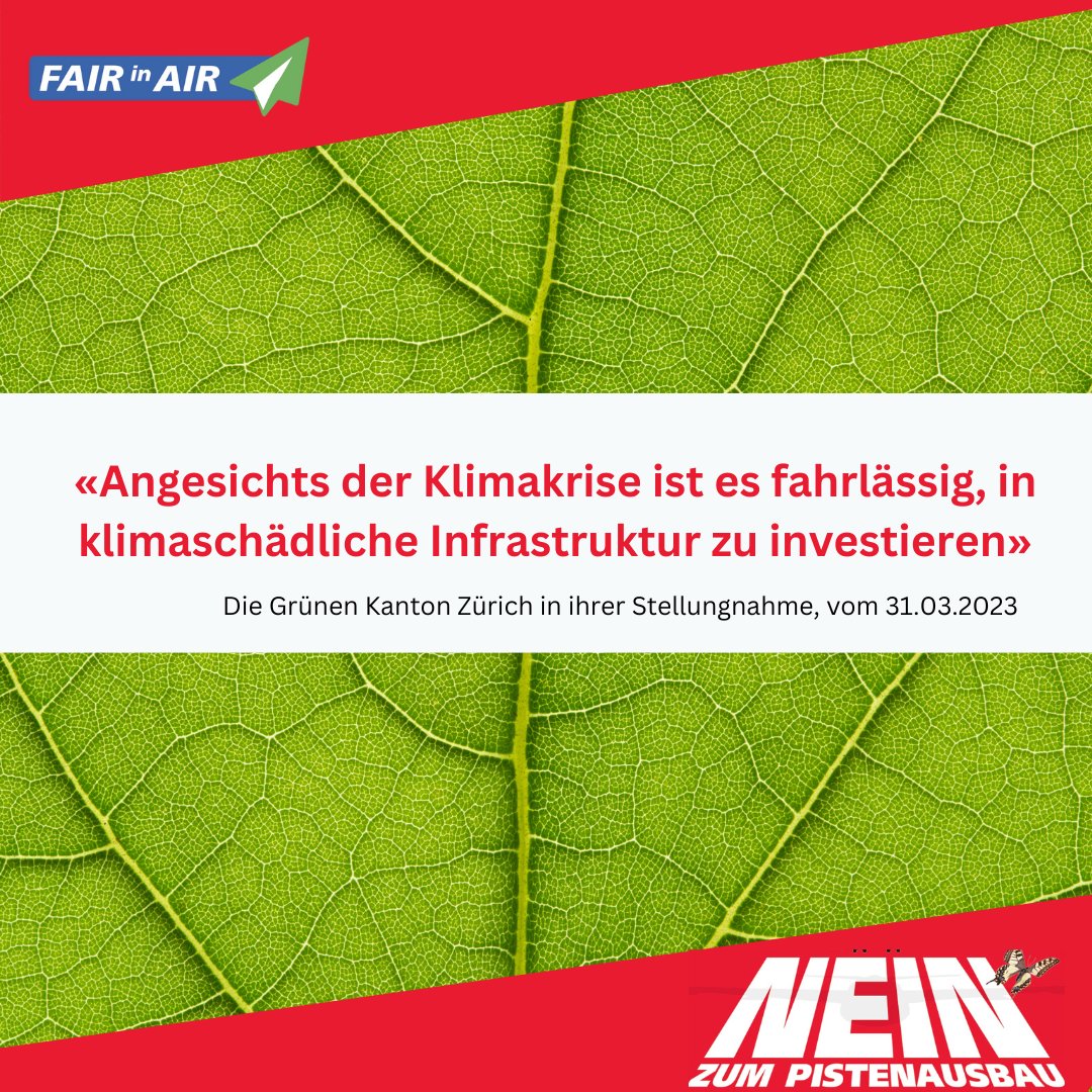 FAIR_in_AIR's tweet photo. «Angesichts der #Klimakrise ist es fahrlässig, in klimaschädliche Infrastruktur zu investieren». Mit diesem Worten haben die @GrueneZuerich ein #Referendum angekündigt. Mit einem #NEIN zum #Pistenausbau gegen mehr Flugverkehr &amp; für mehr Umweltschutz! https://t.co/42iKPEN1MY https://t.co/hVk1C2HnFw