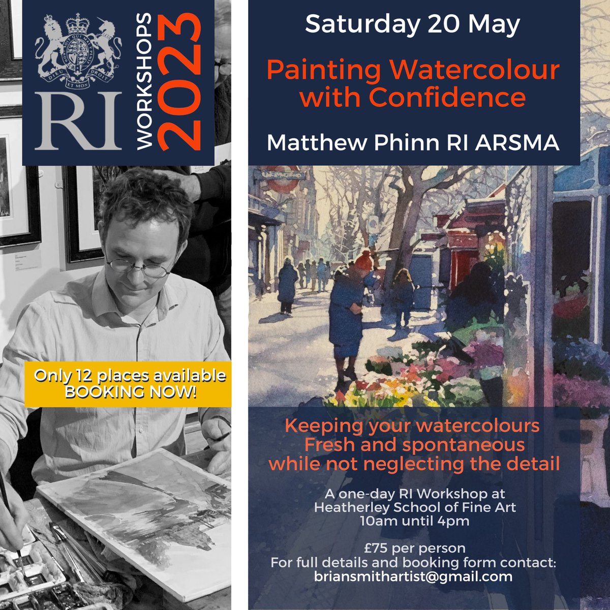 New watercolour workshop with Matthew Phinn RI ARSMA... for details contact briansmithartist@gmail.com