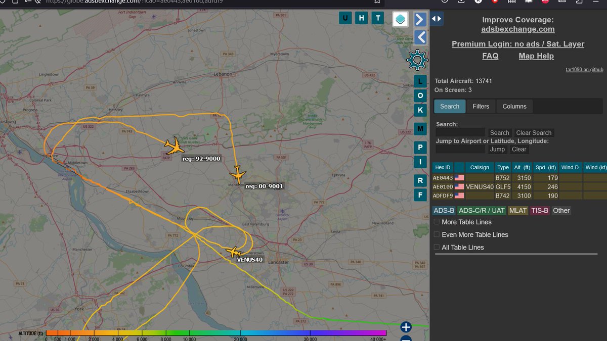 rjsincs's tweet photo. South central #PA has all of the fun! #Adfdf9 #Ae0443 doing T&G at #KMDT and #Venus40 #AE010D floating above #Lancaster https://t.co/GueHQUYbGs