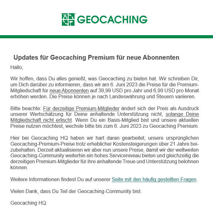 Ampel_Fan's tweet image. #Geocaching.com wird teurer. 

Das ist dreist!

Der Dienst ist ohnehin schon so teuer - und die allermeiste Arbeit wird von Ehrenamtlichen erbracht. 

Was erbringen die für "ein hohes Serviceniveau"?
Ich kann von denen keinerlei "Service" erkennen? 
Was meint ihr?

#GeocachingCom