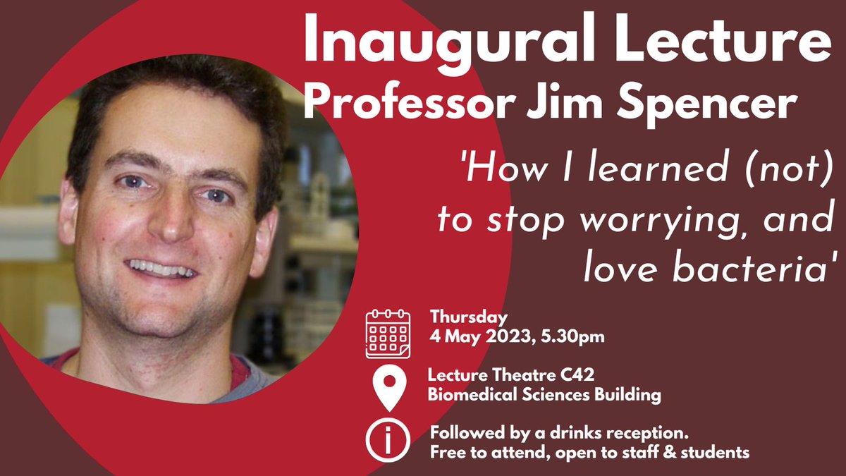 CMMBristol's tweet photo. We are excited to announce Prof Jim Spencer @Spencer_D60 will be presenting his inaugural lecture on Thur 4 May at 5.30pm, followed by a drinks reception.
Talk title: "How I learned (not) to stop worrying, and love bacteria."
Find out more &amp; book for free: https://t.co/3yuJsX25Lr https://t.co/nOWAtuf93d