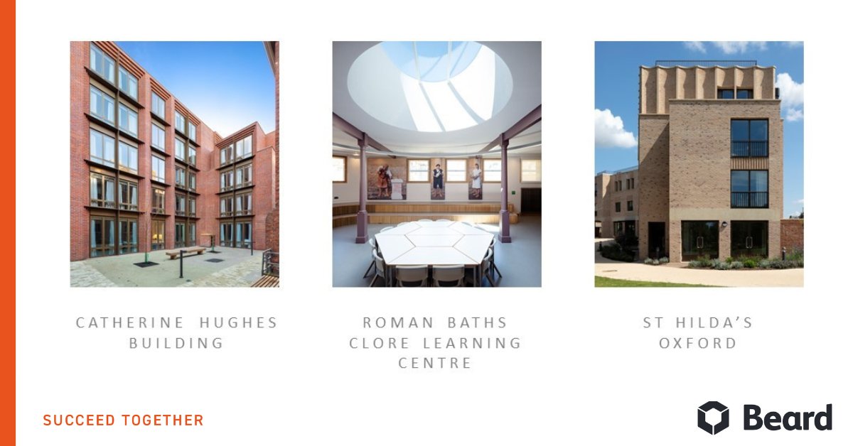 Congrats to the projects & teams recognised at the @CTAwards🙌- we can’t help being especially proud of these 3, built by Beard: 🏆 Roman Baths Clore Learning Centre 🏆 St Hilda's Oxford 🏅 Catherine Hughes Building (highly commended) #Beardconstruction #Buildwithambition
