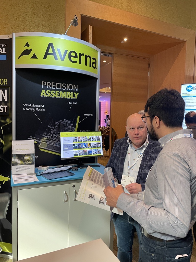 avernatech's tweet photo. We're at the #PICinternational today and tomorrow to talk #photonics! Come stop by and say hello! #activealignment #testengineering #machinevision https://t.co/MA8FYaujh3 https://t.co/gGhIPv30Bq