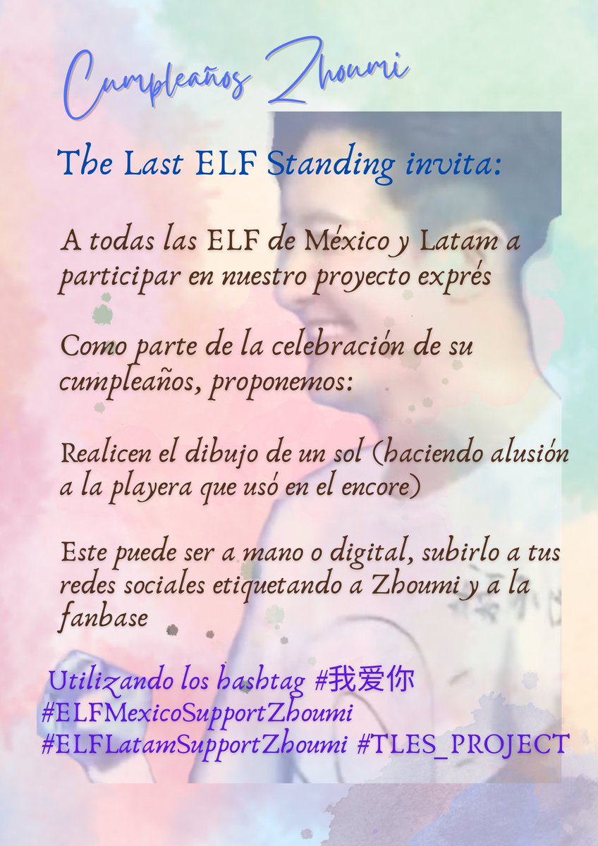 tlelfstanding's tweet photo. Es un proyecto pequeño

Pueden participar  y compartir 💙

Usa los hashtag #我爱你 #ELFMexicoSupportZhoumi #ELFLatamSupportZhoumi #TLES_PROJECT 

Atte: Staff The Last ELF Standing https://t.co/mPs2TKpzvC