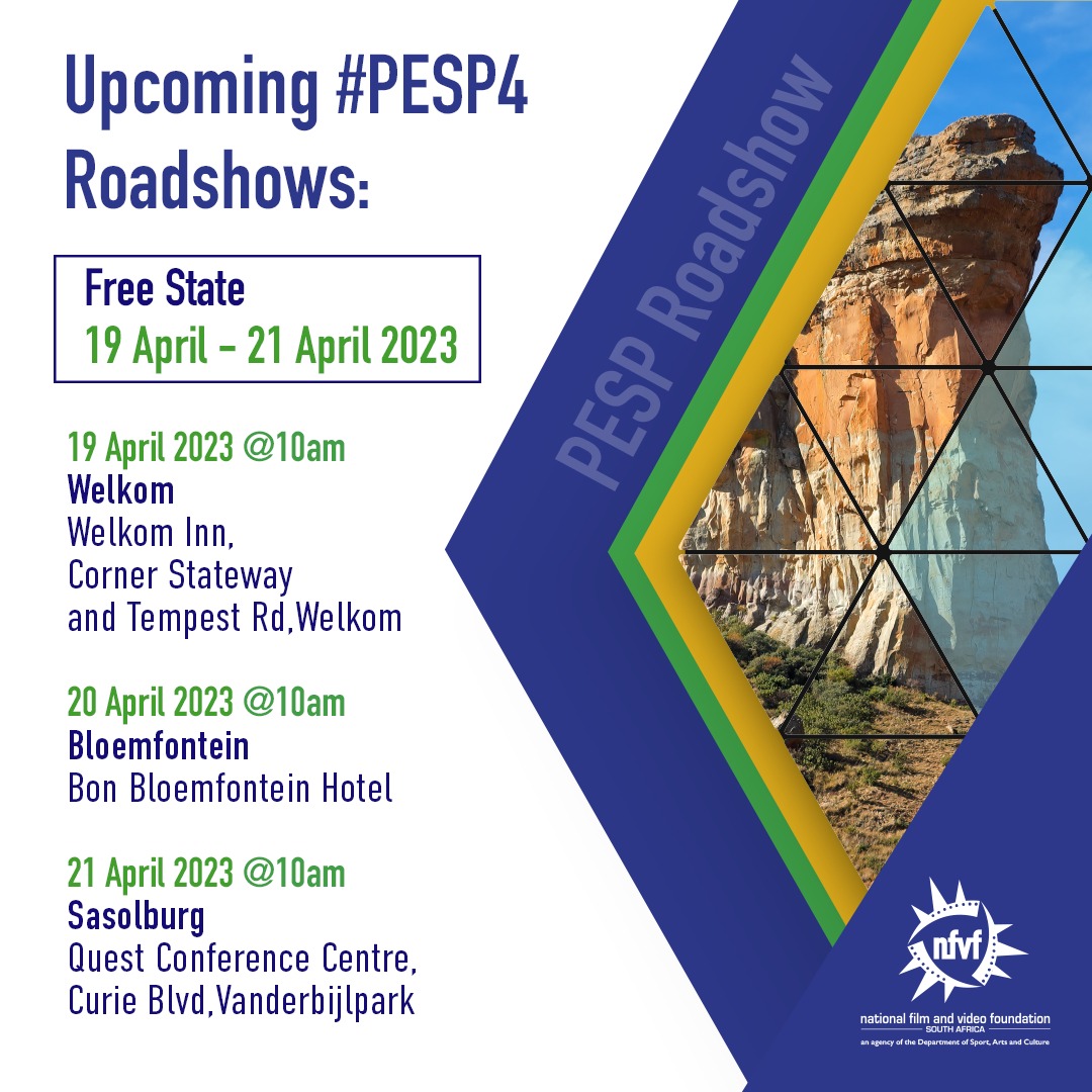 Free State look out for the <a href="/nfvfsa/">National Film & Video Foundation #NFVF</a> upcoming #PESP4 Roadshow. 
Food is catered for to those in attendance. Just organize transport.