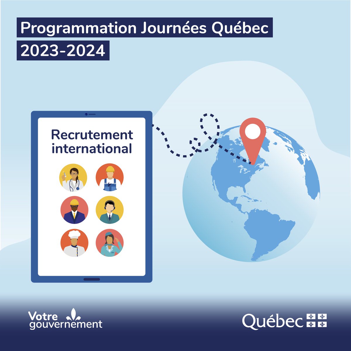 MIFI_QC's tweet photo. 📍 Recrutement international: Québec continue de donner des leviers aux employeurs.
 
Lisez le communiqué: https://t.co/P9IKX3EUvg https://t.co/ZrJp11O6EU