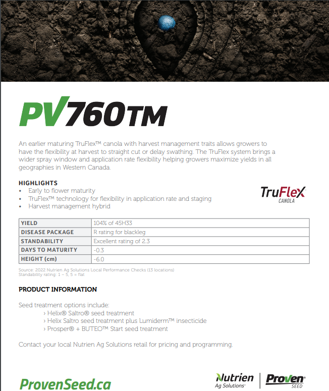 NutrienAg_SAB's tweet photo. Last minute canola acres to be decided?

We have you covered.

PV 760TM From @ProvenSeed combines exceptional standability with early maturity and strong yields in early to mid maturity areas for your TruFlex acre.

Talk to your local retail today!
#LeadingTheField #FullSeedAhead https://t.co/CMFw3EIQmc