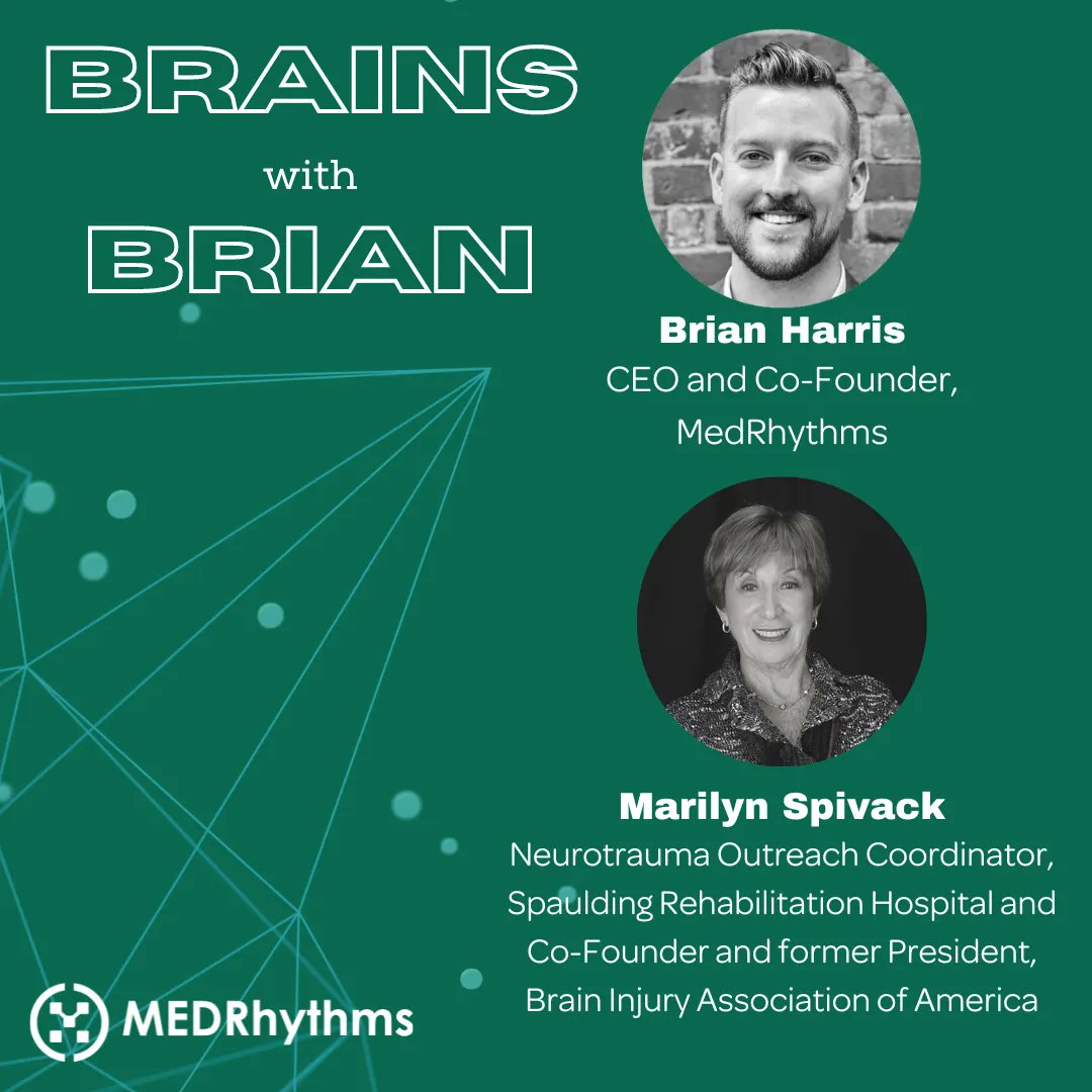 Join us 4/19 at 1pm EST for the next episode of #BrainswithBrian featuring MedRhythms’ CEO &amp; Co-Founder, @brianharris207, and @spauldingrehab’s Neurotrauma Outreach Coordinator, Marilyn Spivack, brought to you LIVE from Spaulding Rehab! 
Tune in here: buff.ly/3KKx63d
