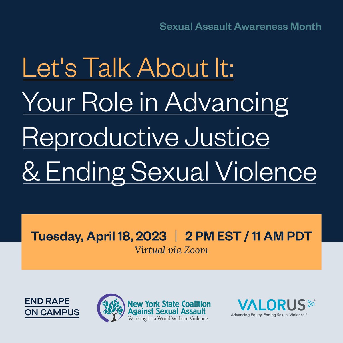 EndRapeOnCampus's tweet photo. Happening today! Please join us for this important conversation at the intersections of ending sexual violence and advancing reproductive justice. Register here: https://t.co/JrM6mW0Zxw https://t.co/U5FMhU8my7