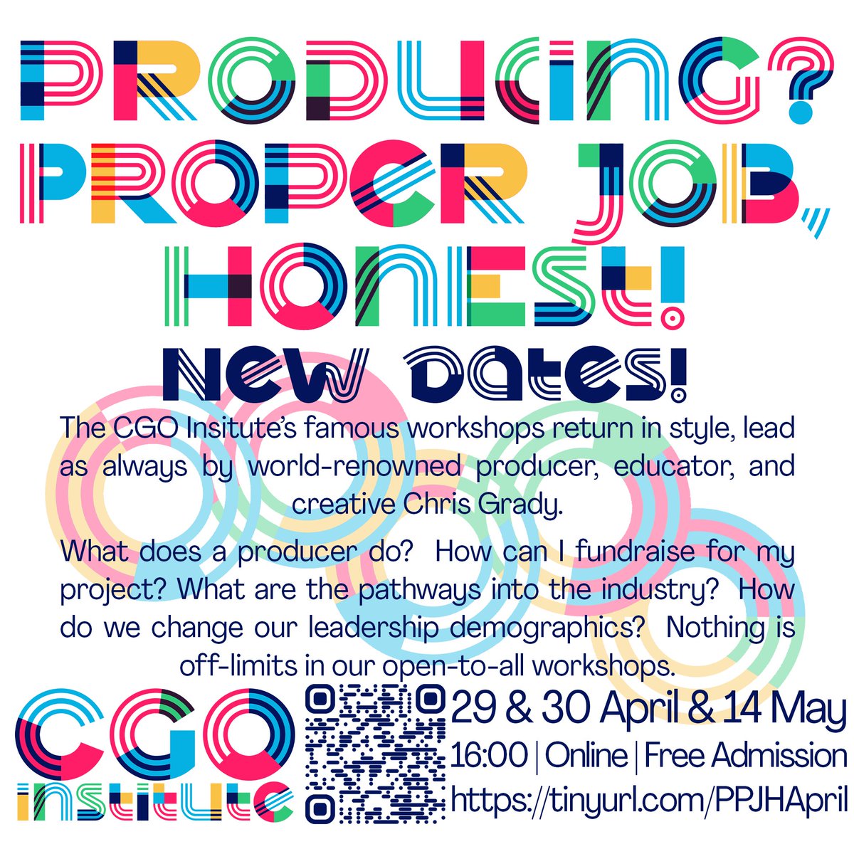 📣New dates added due to popular demand!📣

Online workshops for producers at any stage from initial interest to full-time professionals, with industry master, Chris Grady.  

The next workshops run on 29 &amp; 30 April &amp; 14 May, at 4pm. Book for free now: tinyurl.com/PPJHApril