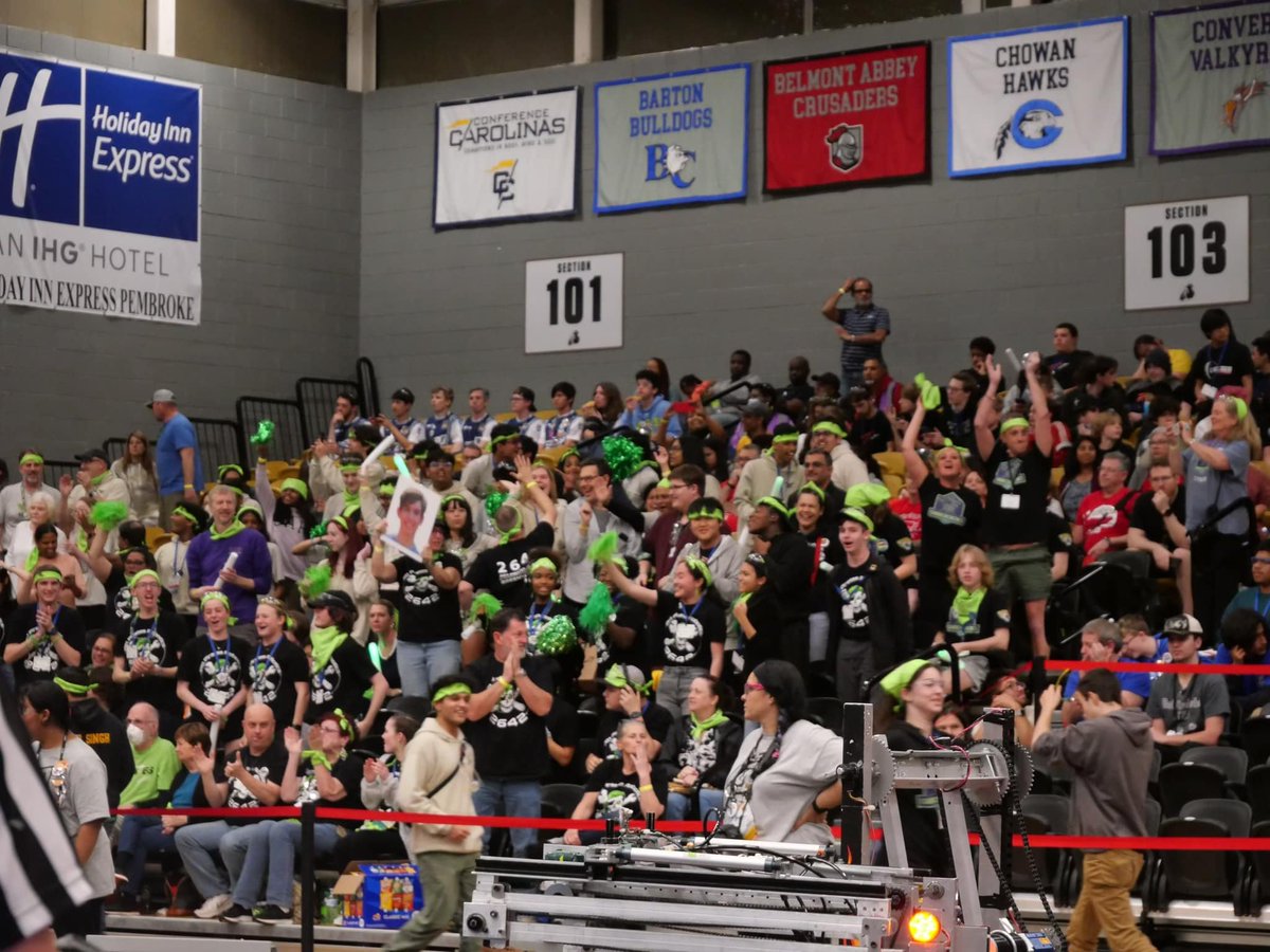 pittpirates2642's tweet photo. Almost halfway to Houston to compete at the FIRST World Championships. The pit and robot are on the bus with the team and we are pumped to be on Newton's field!  We are excited to represent Pitt County and NC at the Worlds!
@252Buzz @wnct9 https://t.co/nOFDUZM5VU